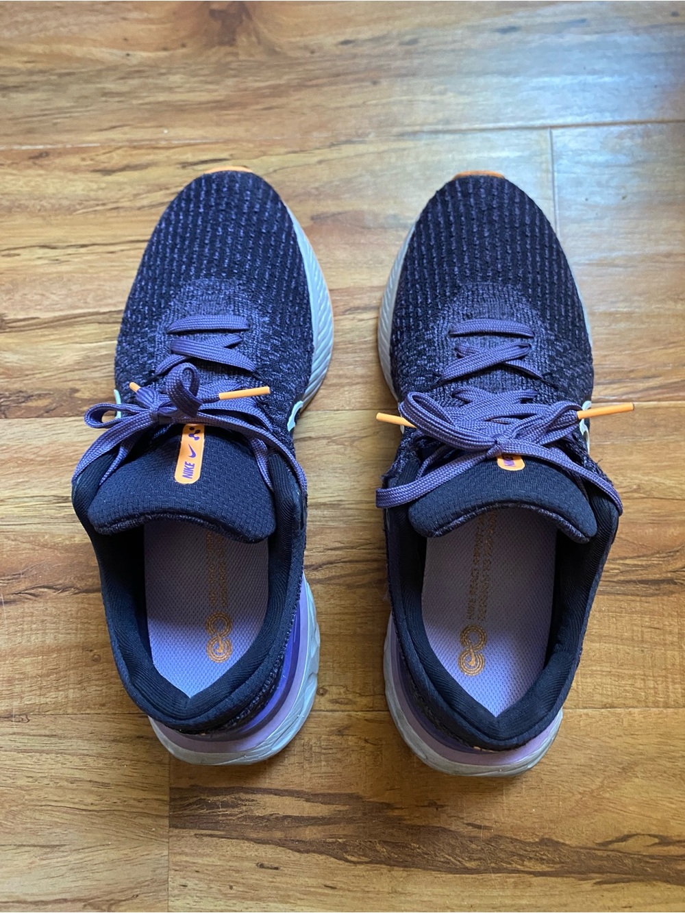 Nike Women's Purple Knit Sneakers with Orange Accents